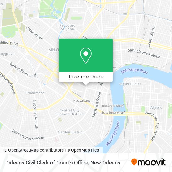 Orleans Civil Clerk of Court's Office map