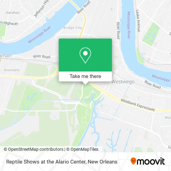 Mapa de Reptile Shows at the Alario Center
