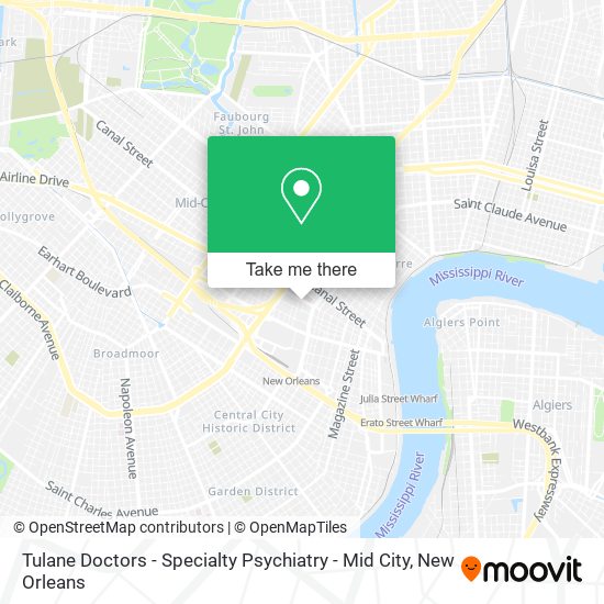 Tulane Doctors - Specialty Psychiatry - Mid City map