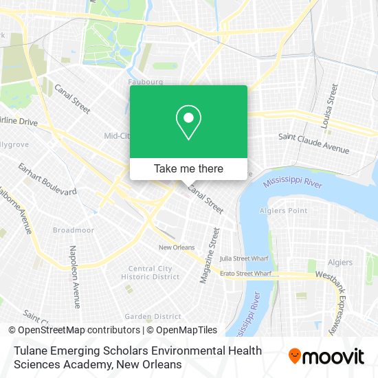 Mapa de Tulane Emerging Scholars Environmental Health Sciences Academy