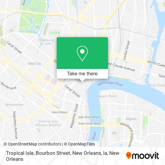 Tropical Isle, Bourbon Street, New Orleans, la map