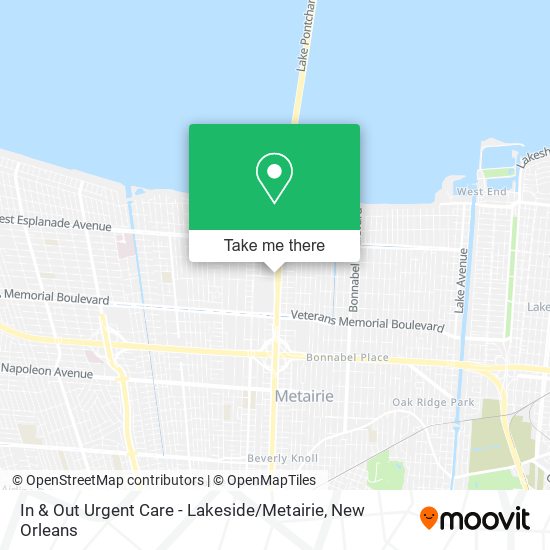 In & Out Urgent Care - Lakeside / Metairie map