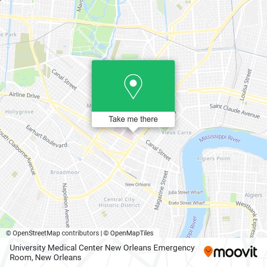 Mapa de University Medical Center New Orleans Emergency Room