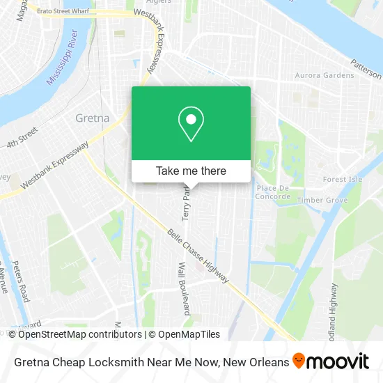 Mapa de Gretna Cheap Locksmith Near Me Now