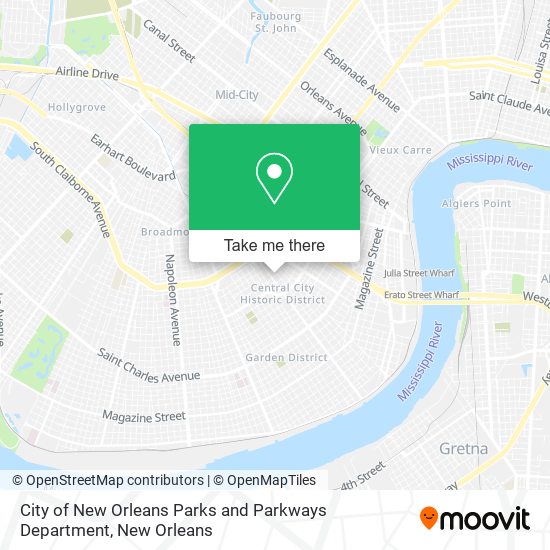 City of New Orleans Parks and Parkways Department map