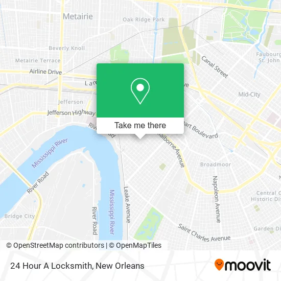 24 Hour A Locksmith map
