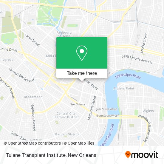 Mapa de Tulane Transplant Institute