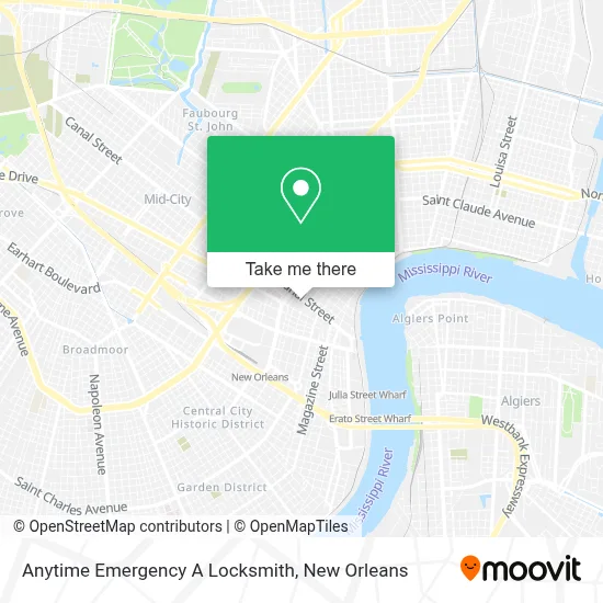 Anytime Emergency A Locksmith map