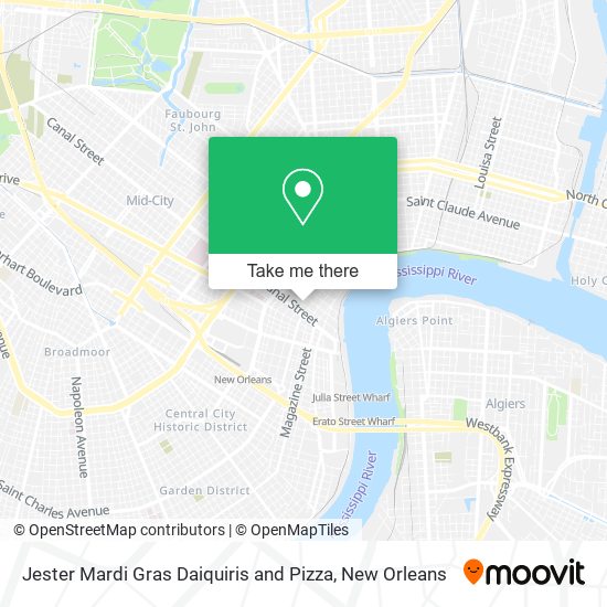 Jester Mardi Gras Daiquiris and Pizza map