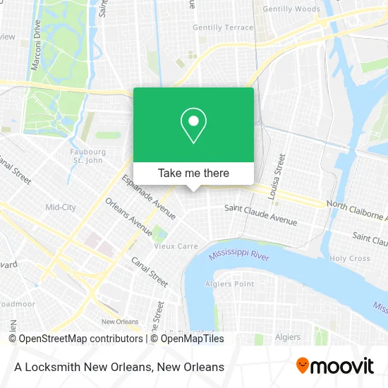 A Locksmith New Orleans map