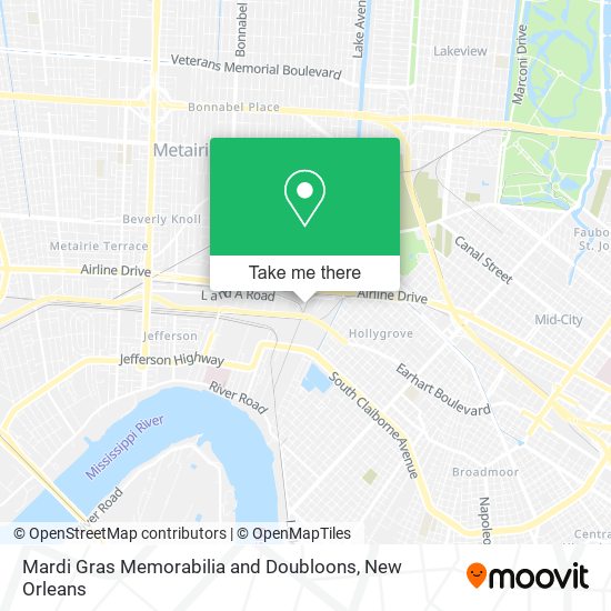 Mardi Gras Memorabilia and Doubloons map