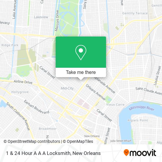 1 & 24 Hour A A A Locksmith map