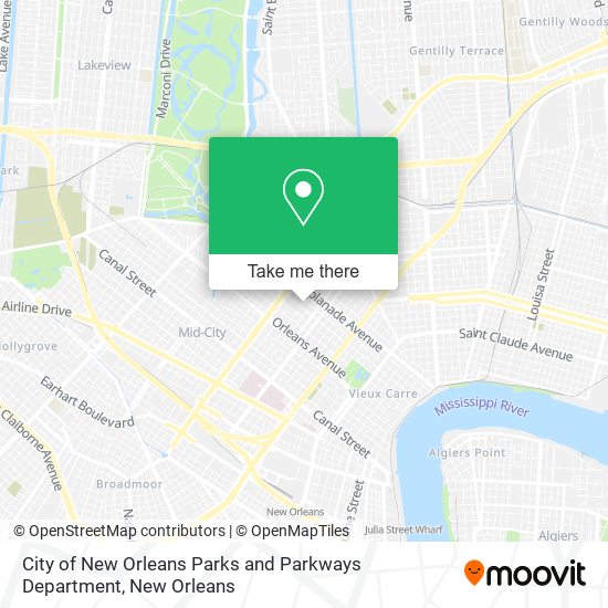 City of New Orleans Parks and Parkways Department map