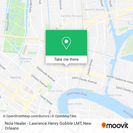 Mapa de Nola Healer - Lawrence Henry Gobble LMT