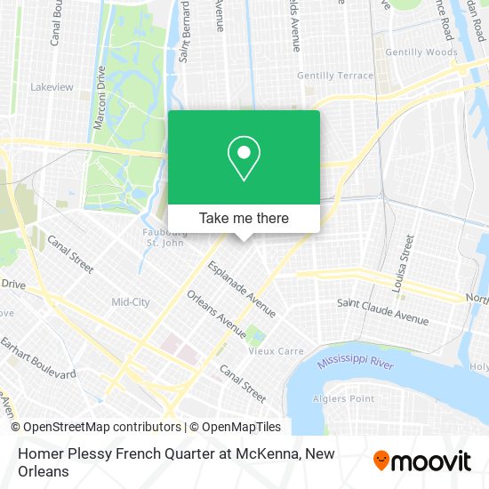 Homer Plessy French Quarter at McKenna map