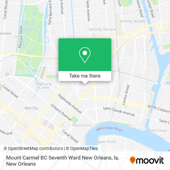 Mount Carmel BC Seventh Ward New Orleans, la map