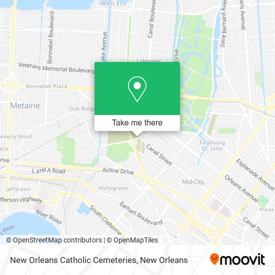 New Orleans Catholic Cemeteries map