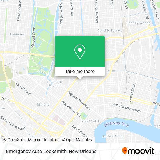 Mapa de Emergency Auto Locksmith