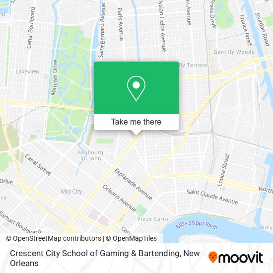 Mapa de Crescent City School of Gaming & Bartending