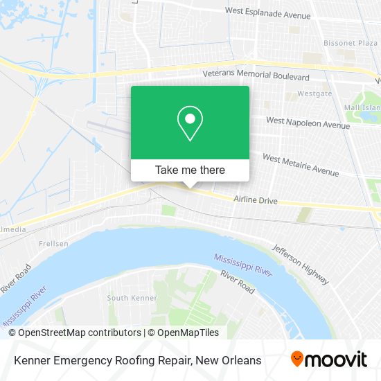 Mapa de Kenner Emergency Roofing Repair