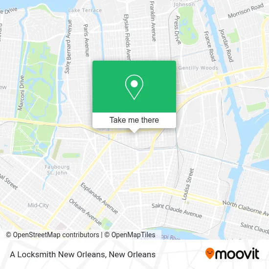 A Locksmith New Orleans map