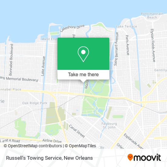 Russell's Towing Service map