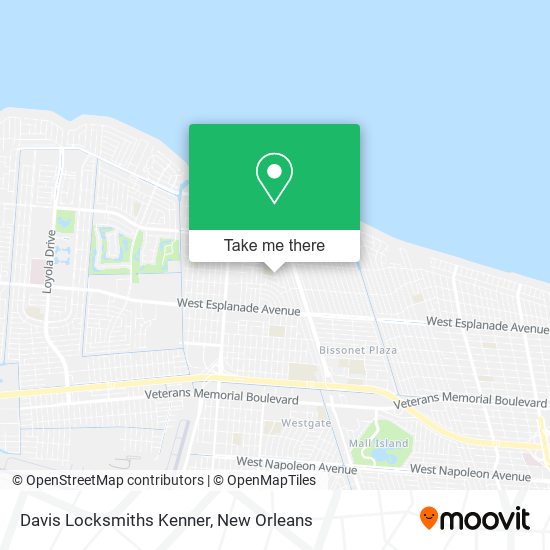 Davis Locksmiths Kenner map
