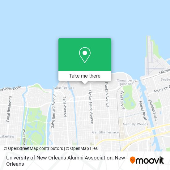 University of New Orleans Alumni Association map