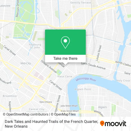 Dark Tales and Haunted Trails of the French Quarter map