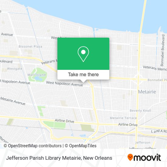 Jefferson Parish Library Metairie map