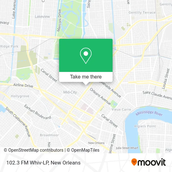 102.3 FM Whiv-LP map