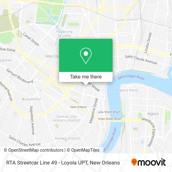 RTA Streetcar Line 49 - Loyola UPT map