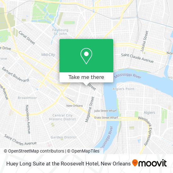Huey Long Suite at the Roosevelt Hotel map