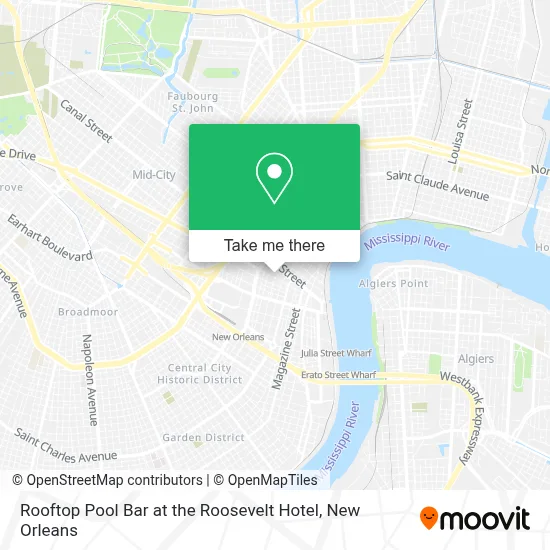 Rooftop Pool Bar at the Roosevelt Hotel map