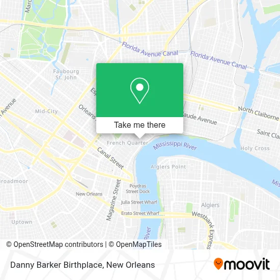 Danny Barker Birthplace map