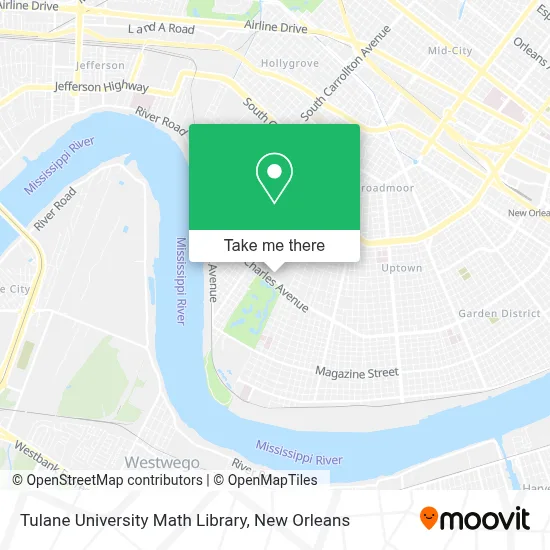 Tulane University Math Library map