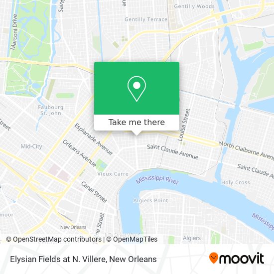 Elysian Fields at N. Villere map