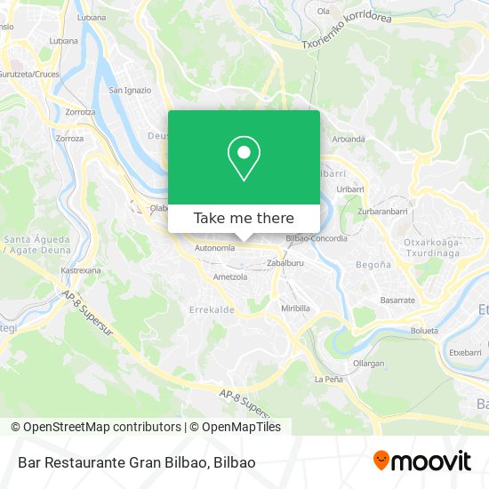mapa Bar Restaurante Gran Bilbao