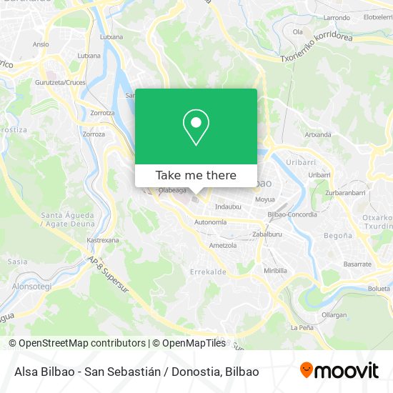 mapa Alsa Bilbao - San Sebastián / Donostia