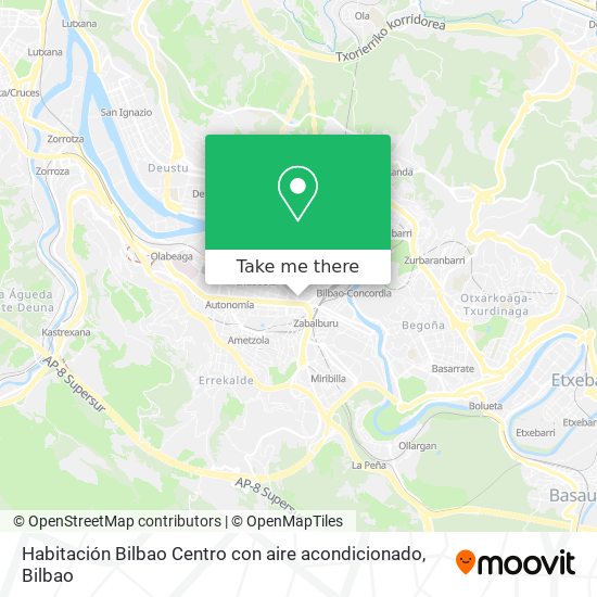 mapa Habitación Bilbao Centro con aire acondicionado