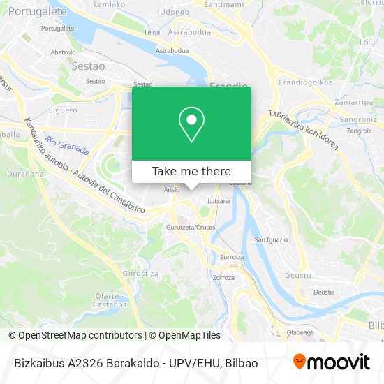 Bizkaibus A2326 Barakaldo - UPV / EHU map
