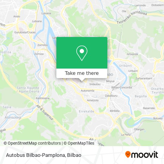 Autobus Bilbao-Pamplona map