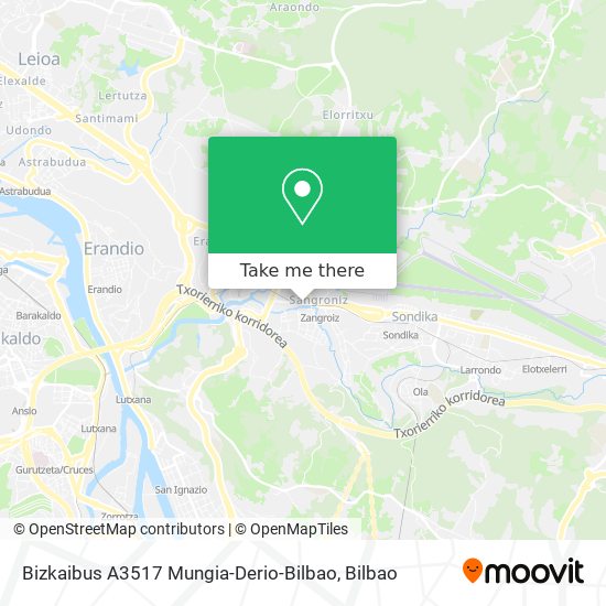 mapa Bizkaibus A3517 Mungia-Derio-Bilbao