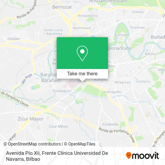 Avenida Pío Xii, Frente Clínica Universidad De Navarra map