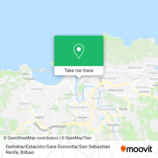 Geltokia / Estación / Gare Donostia / San Sebastian Renfe map