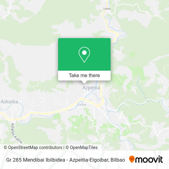 Gr 285 Mendibai Ibilbidea - Azpeitia-Elgoibar map