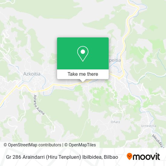 Gr 286 Araindarri (Hiru Tenpluen) Ibilbidea map