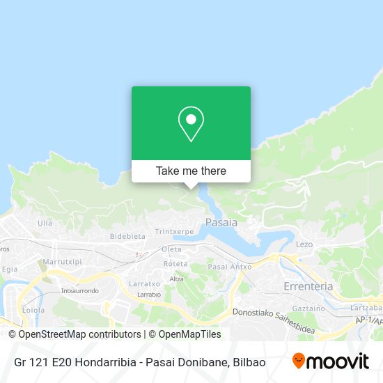 Gr 121 E20 Hondarribia - Pasai Donibane map