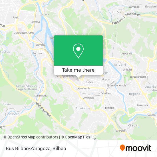 Bus Bilbao-Zaragoza map
