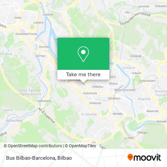 Bus Bilbao-Barcelona map